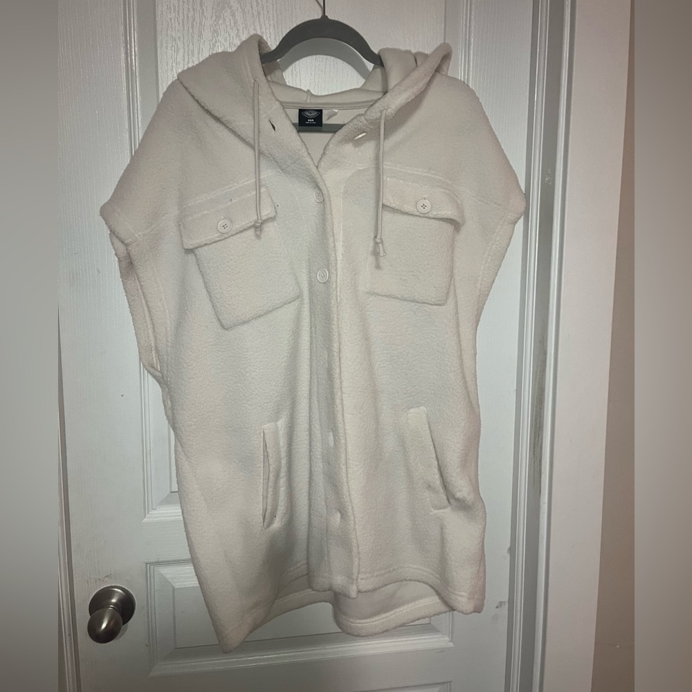 Off white oversized sleeveless button down sweater